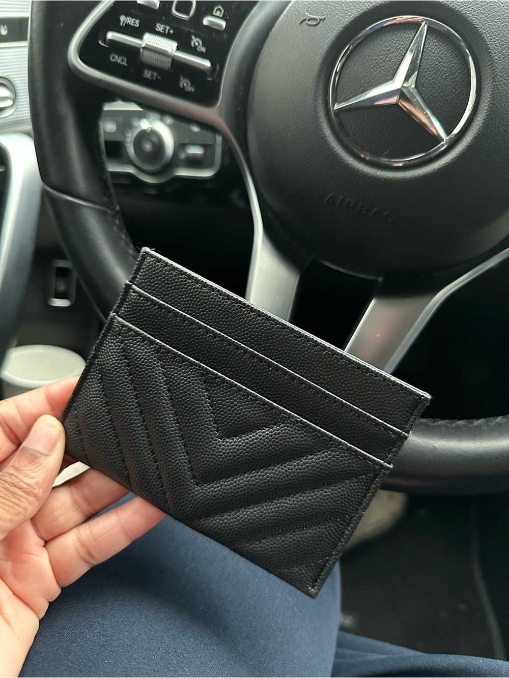 Ysl Black Quilted Card & Key Holder with Metal Accent - Picture 2 of 2